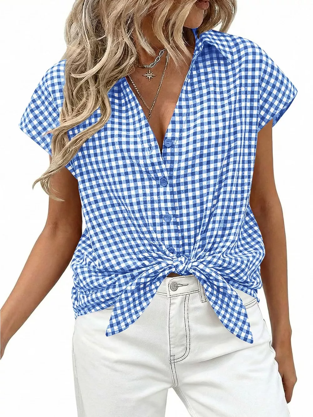 Gingham Print Button-Down Shirt, image 4