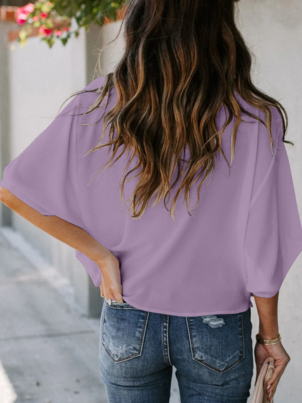 Full Size Ruched Three-Quarter Sleeve Blouse Plus Size, image 19