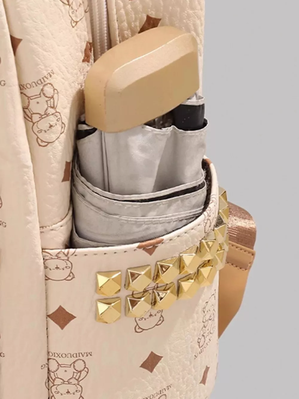 Bear Pattern Leather Backpack Bag, image 6