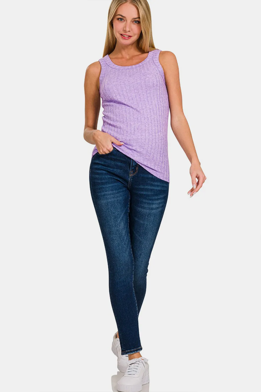 Ribbed Round Neck Tank, image 2