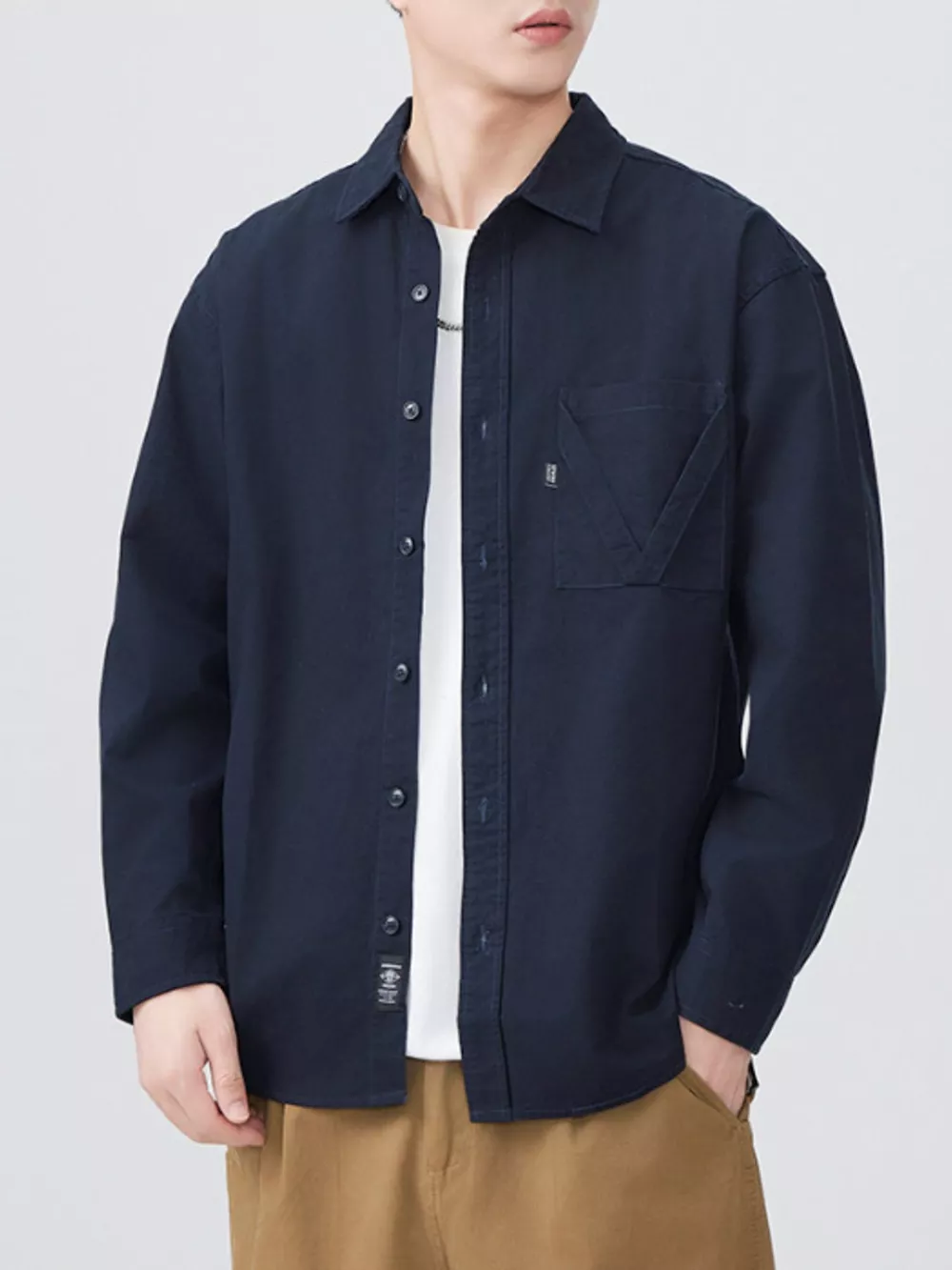Men's Plus Size Button Up Long Sleeve Shirt, image 2