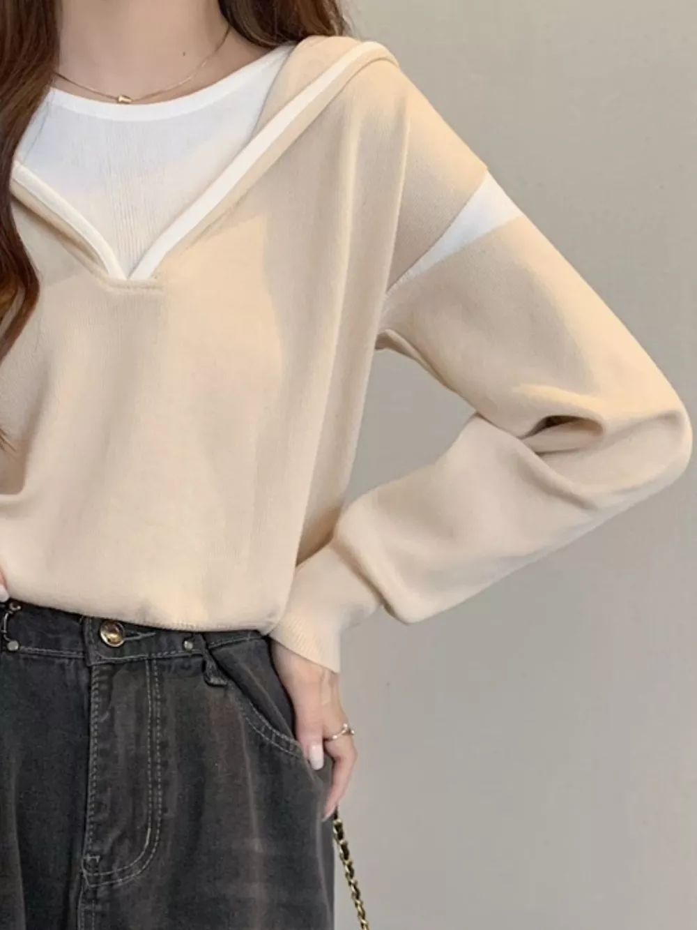 Contrast Trim Hooded Sweater, image 3