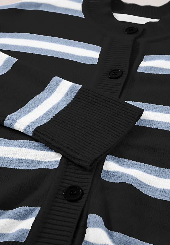Striped Button Down Long Sleeve Cardigan, image 9