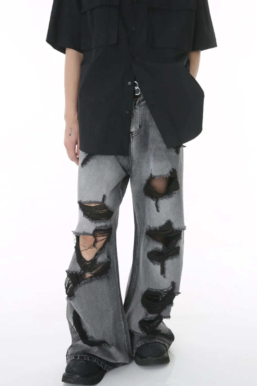 Distressed Wide Leg Jeans with Pockets, image 5