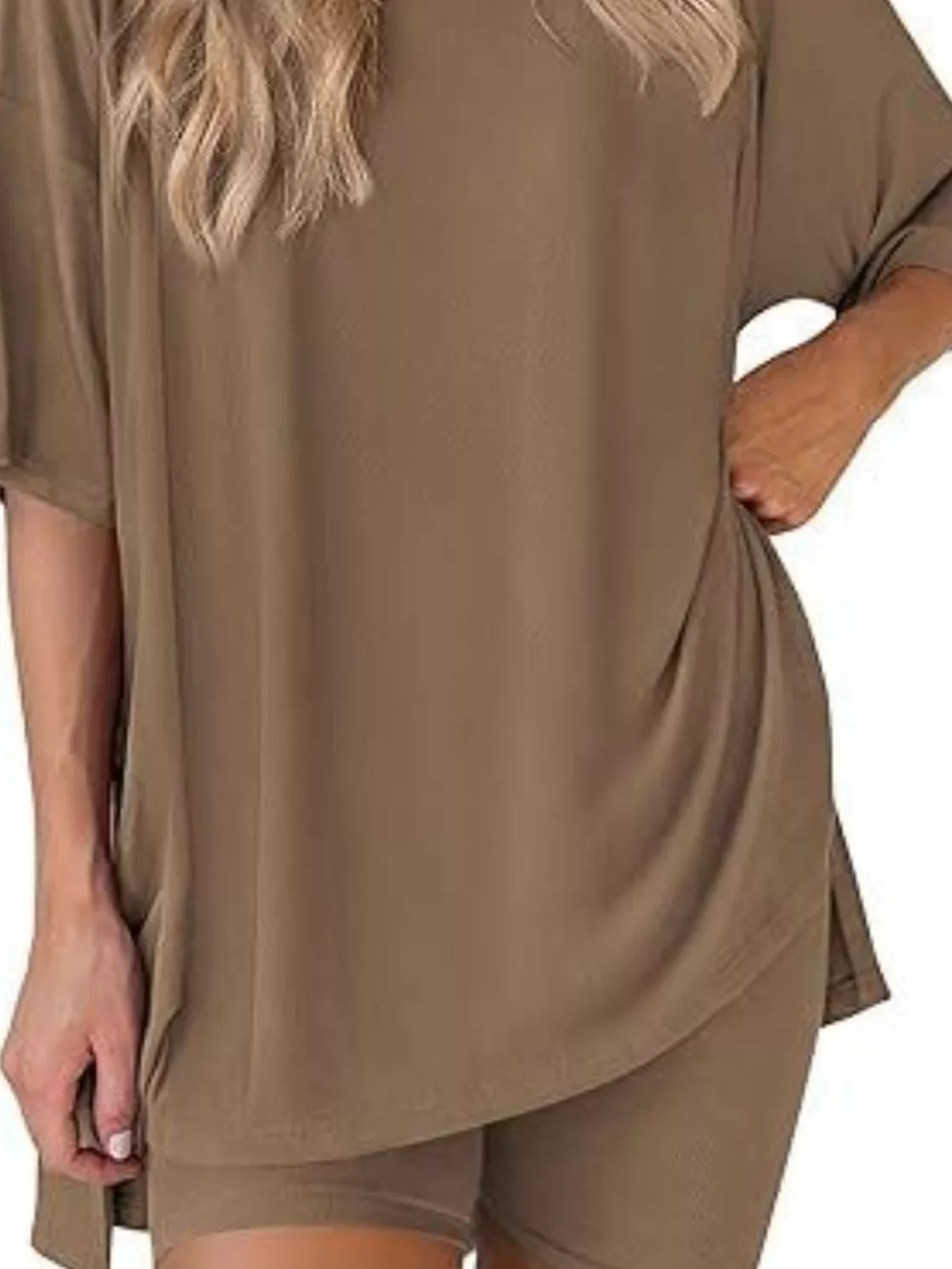 Full Size Half Sleeve T-Shirt and Shorts Set Plus Size, image 3