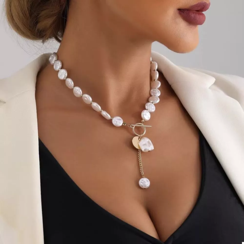 18K Gold-Plated Pearl Drop Necklace, image 2