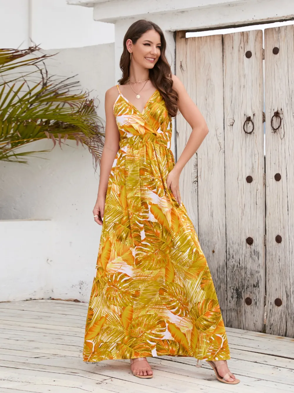 Printed Surplice Spaghetti Strap Dress, image 3