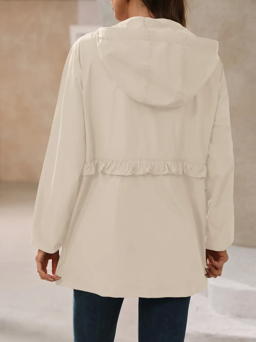 Outdoor Waterproof Long Sleeve Hooded Windbreaker, image 2