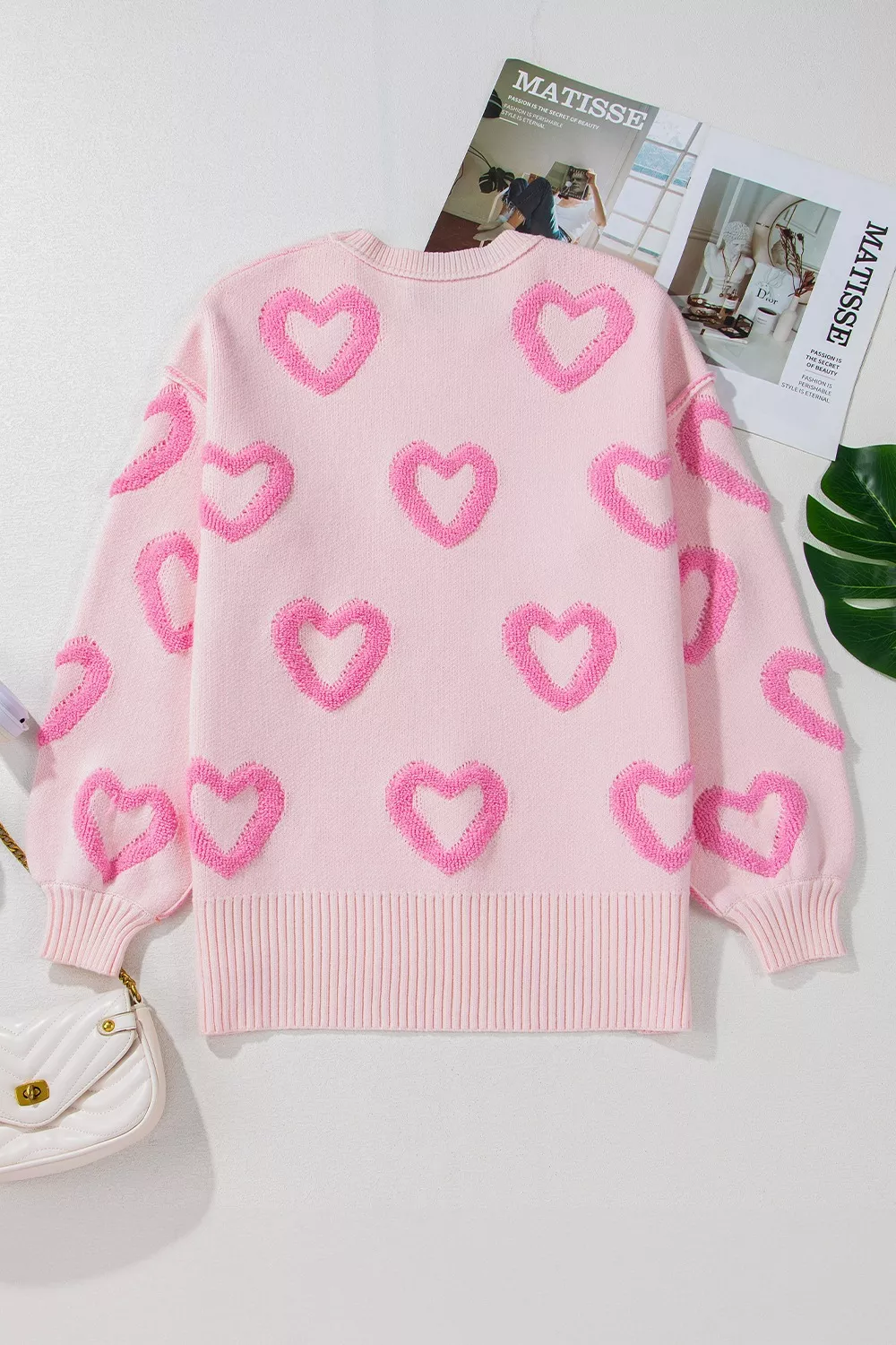Heart Shape Bubble Sleeve Baggy Sweater, image 2