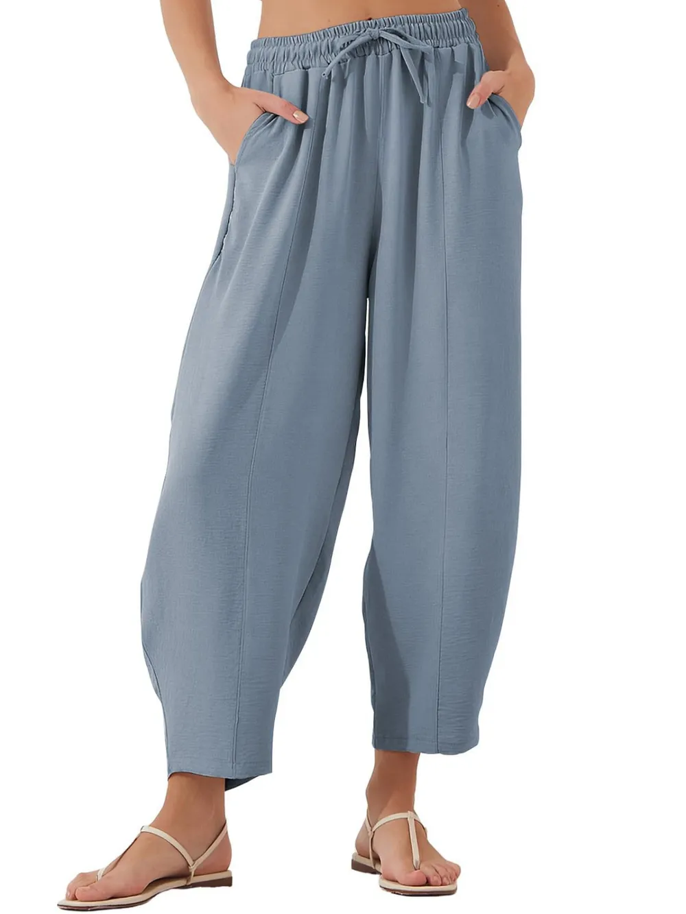 Full Size Drawstring Cropped Jogger Pants Plus Size, image 3