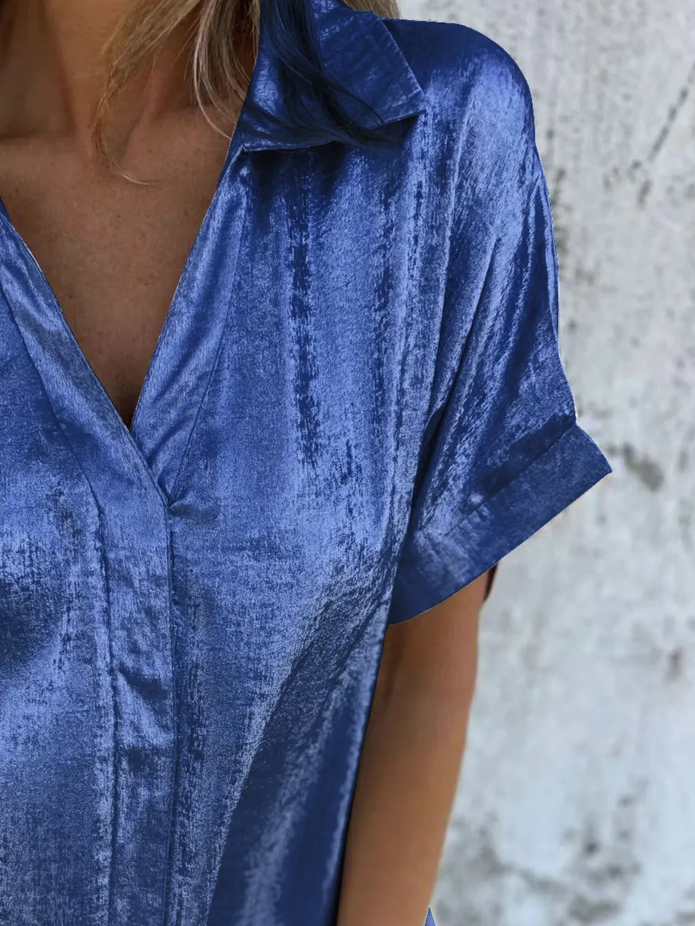 Full Size Collared Neck Short Sleeve Shirt Plus Size, image 21
