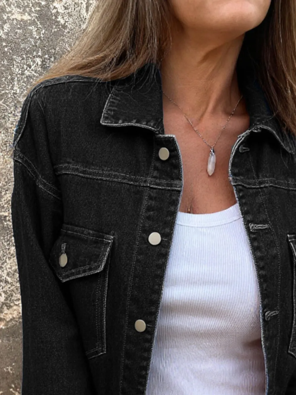 Button Up Long Sleeve Denim Jacket, image 2