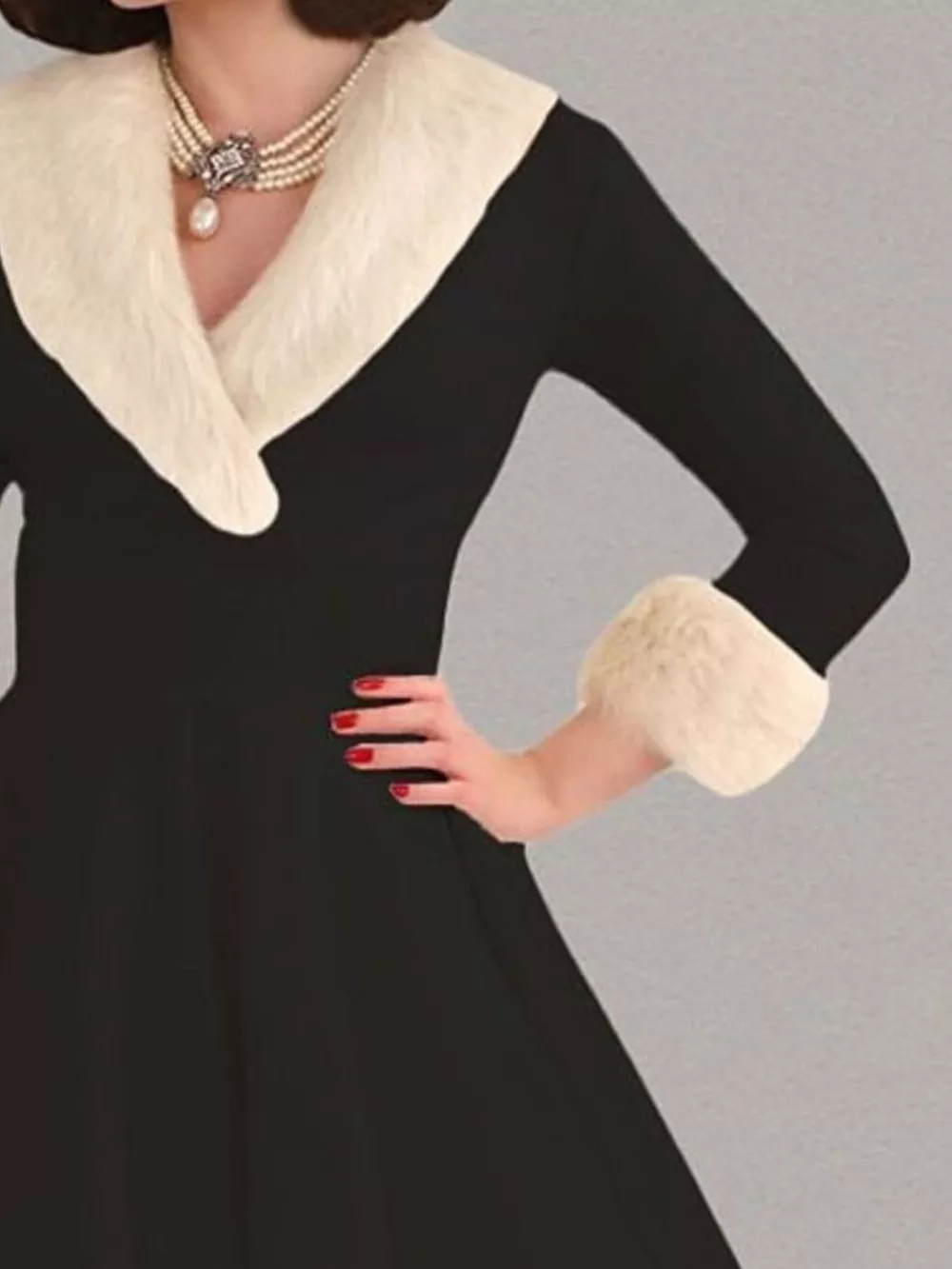 Faux Fur Trim Christmas Dress, image 6