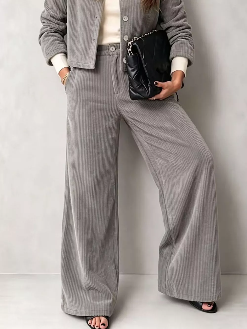 Full Size Corduroy Button-Down Jacket and Wide-Leg Pants Two-Piece Set Plus Size, image 6