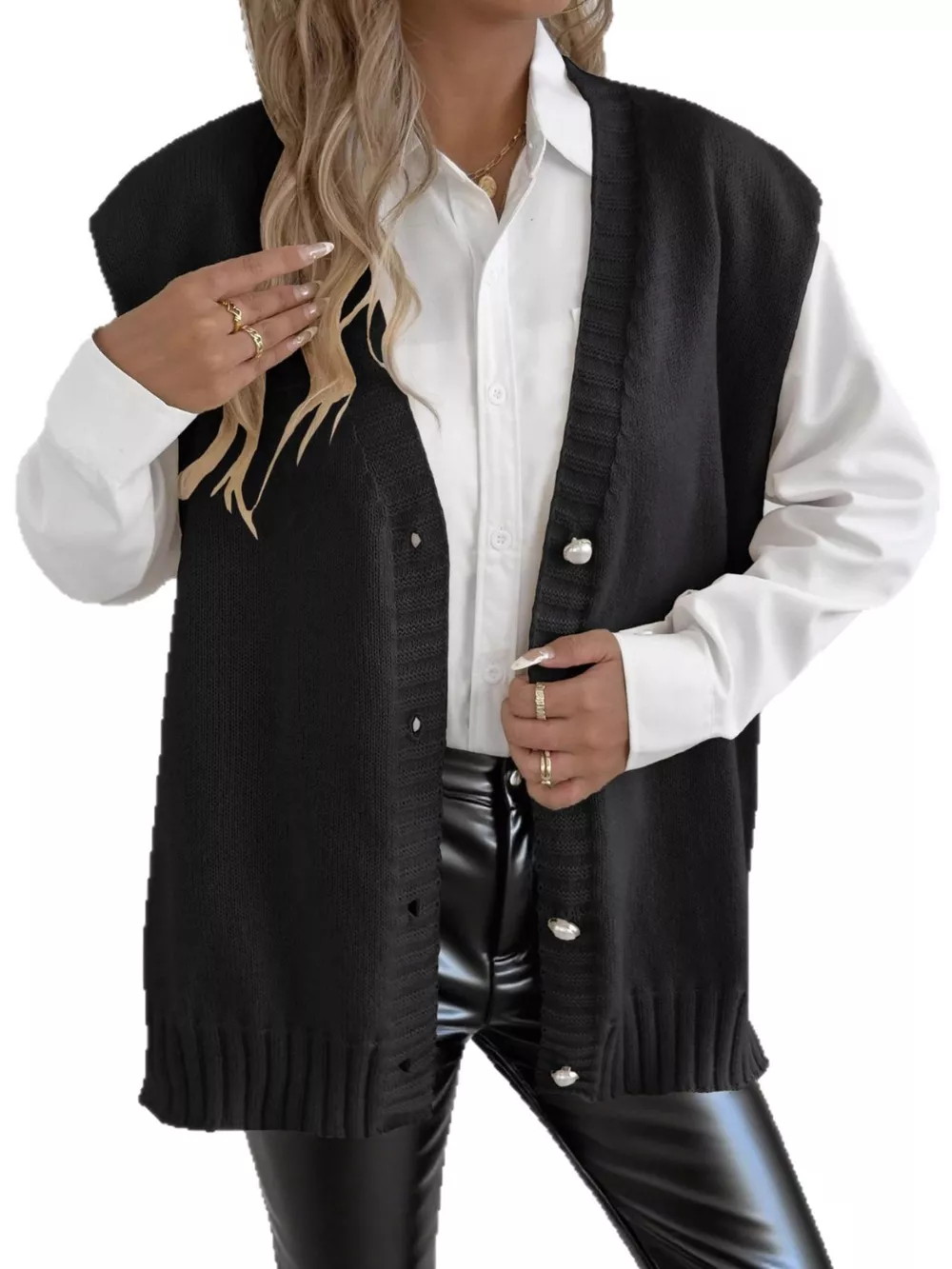 Button-Down Button Up Sweater Vest, image 14