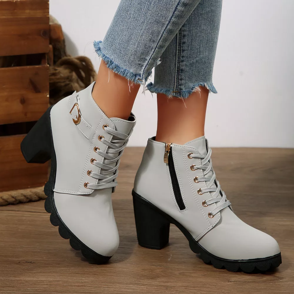 Lace Up Block Heels Boots, image 14