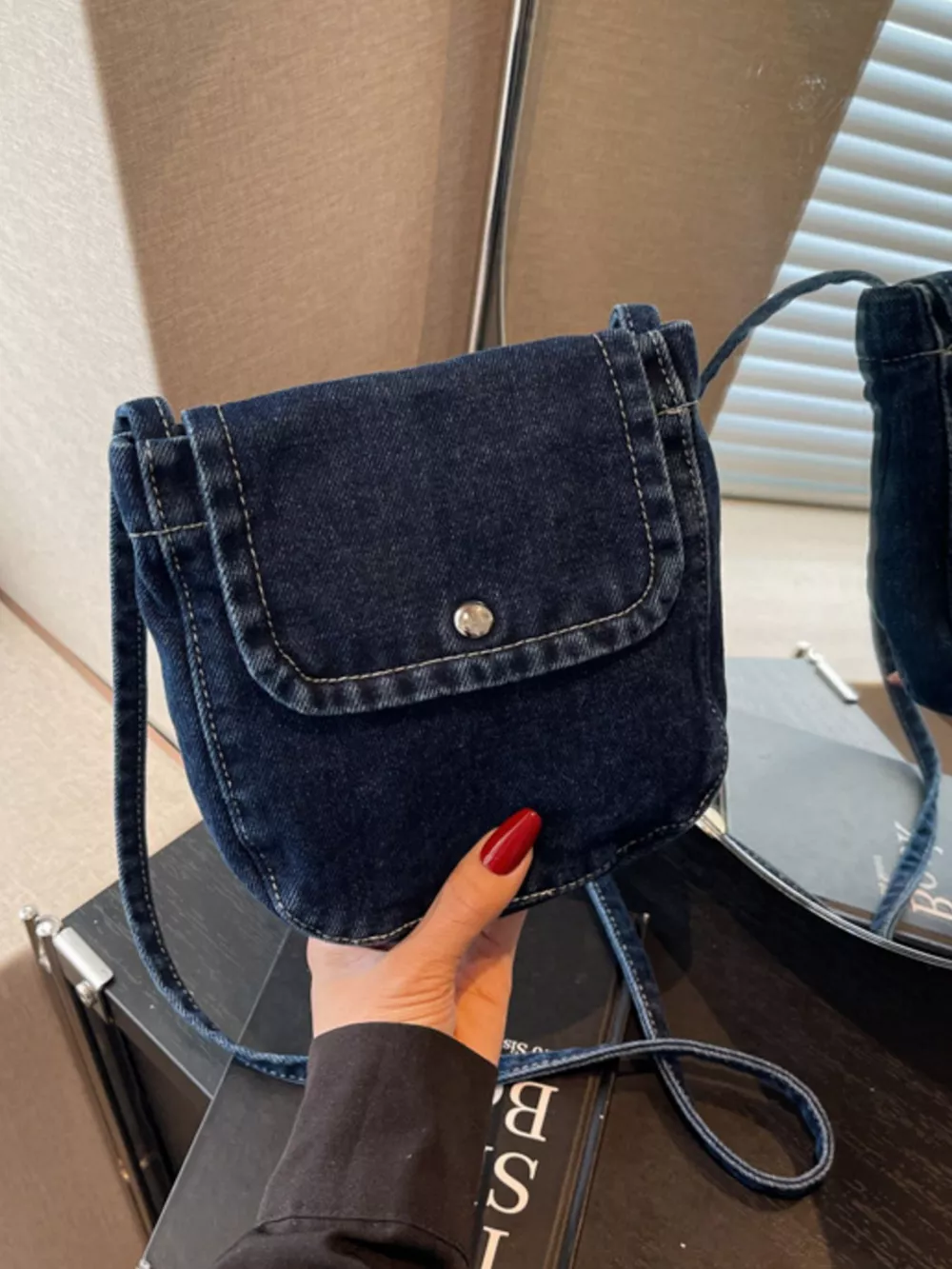 Denim Flap Crossbody Bag, image 3