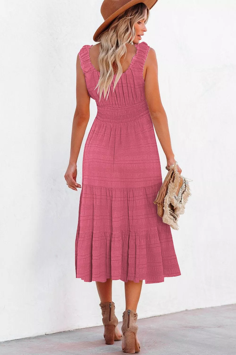 Scoop Neck Wide Strap Midi Dress, image 2