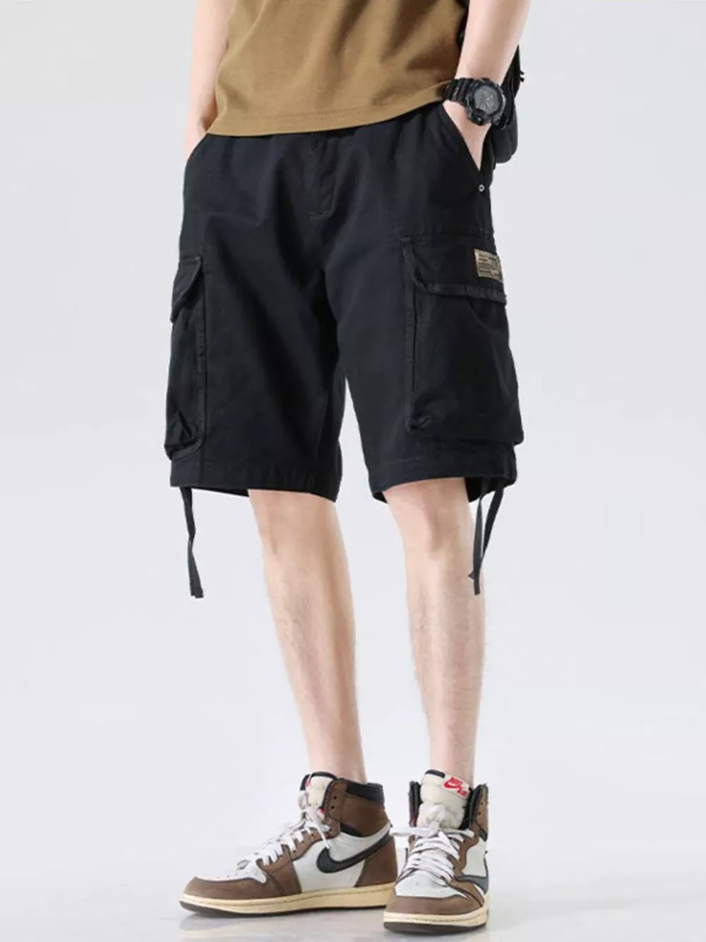 Men's Drawstring Wide Leg Cargo Shorts, image 3