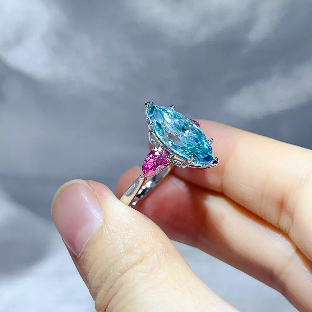 6 Carat 925 Sterling Silver Moissanite Ring, image 3