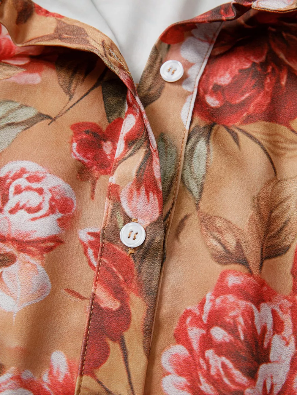 Floral Print Half Button Flounce Sleeve Ruffle Mini Dress, image 2