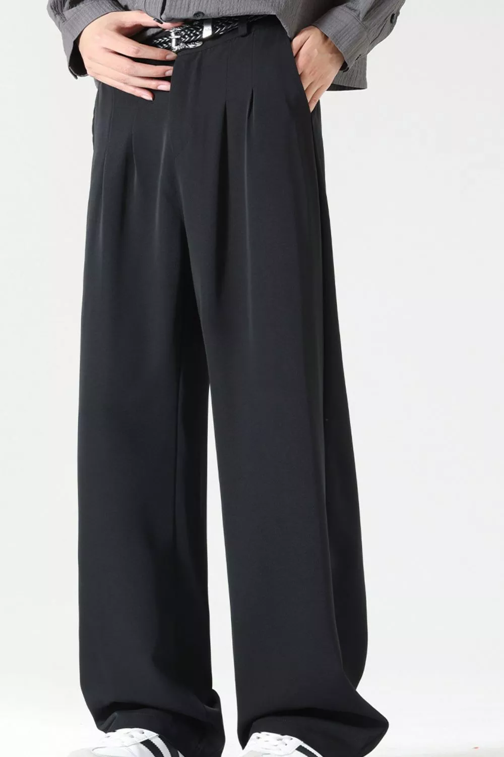 Men's Plus Size Wide Leg Pleated Dress Pants
