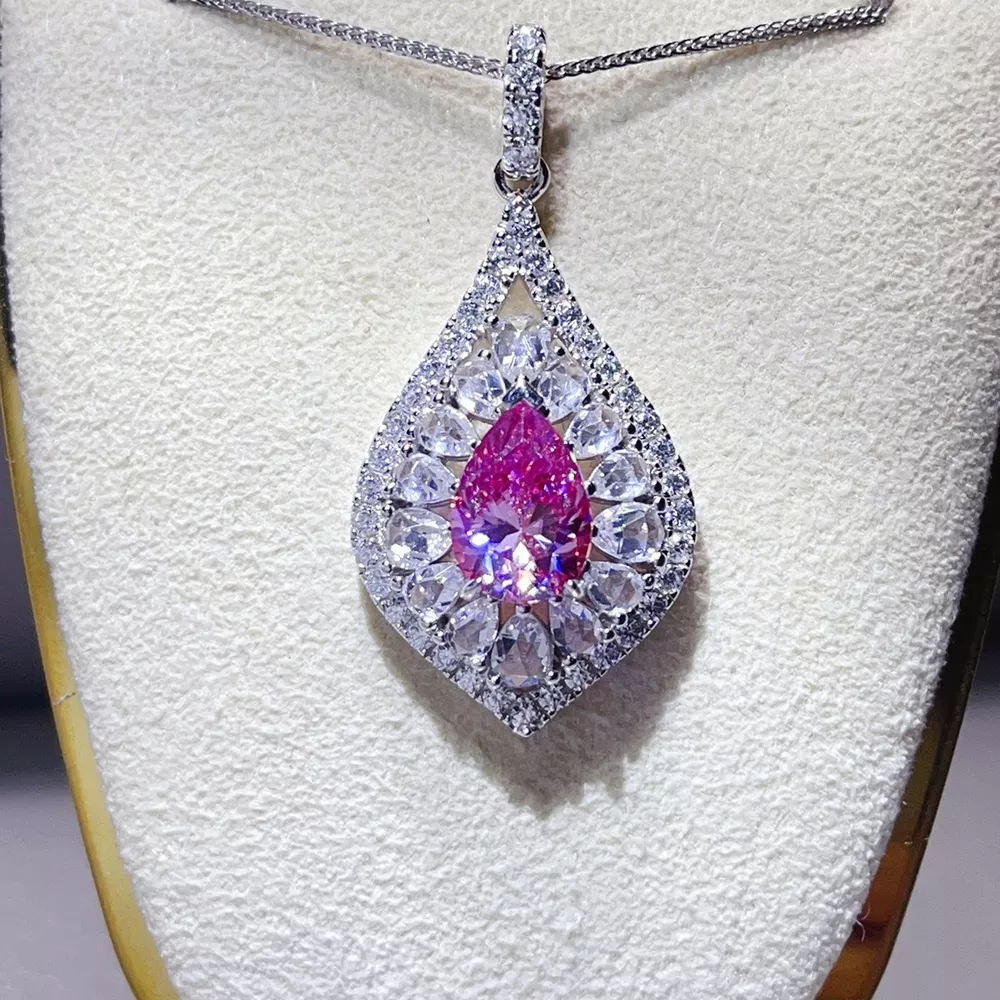 2 Carat 925 Sterling Silver Moissanite Pendant Necklace, image 3