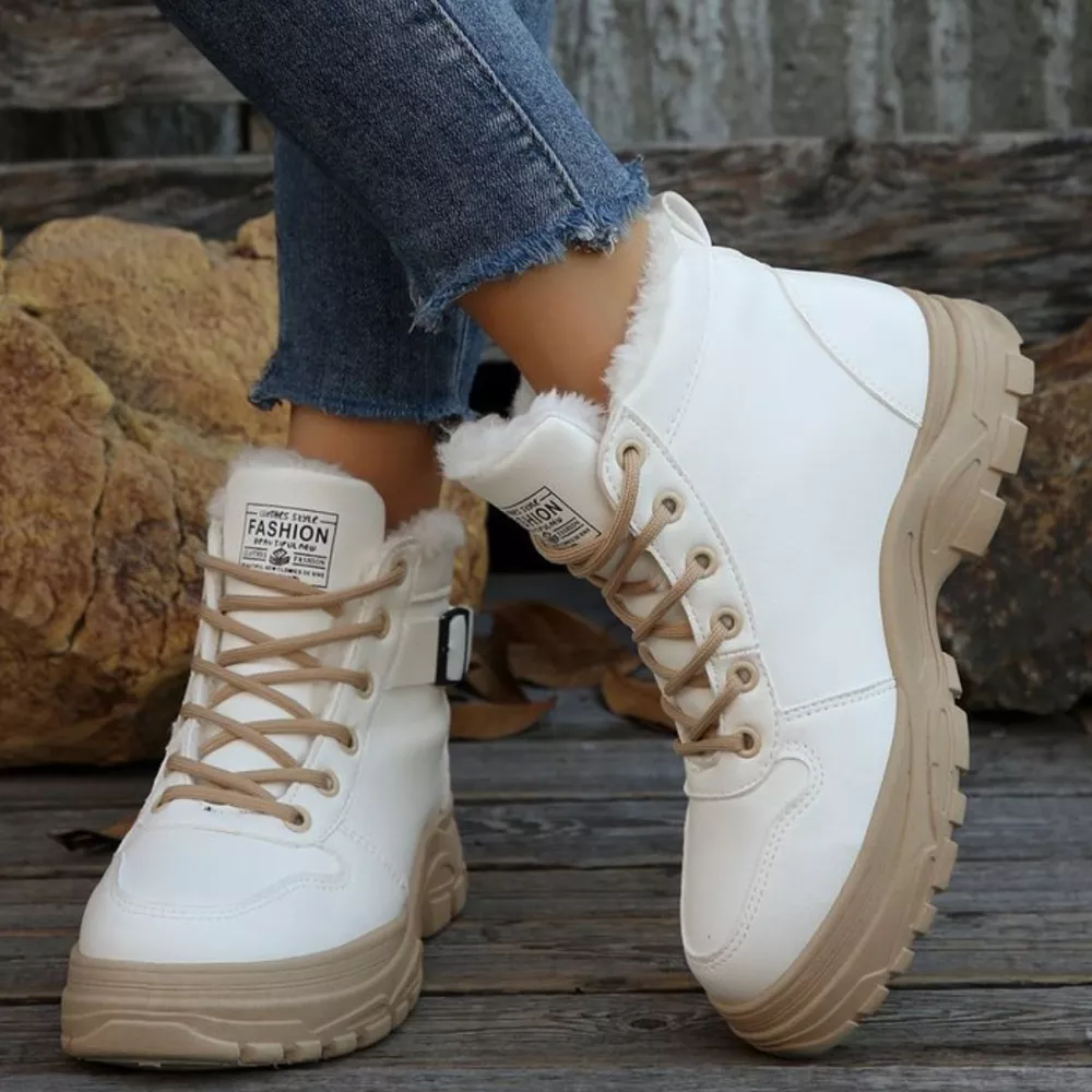 Warm Lined Ankle Boots with Buckle Detail, image 2