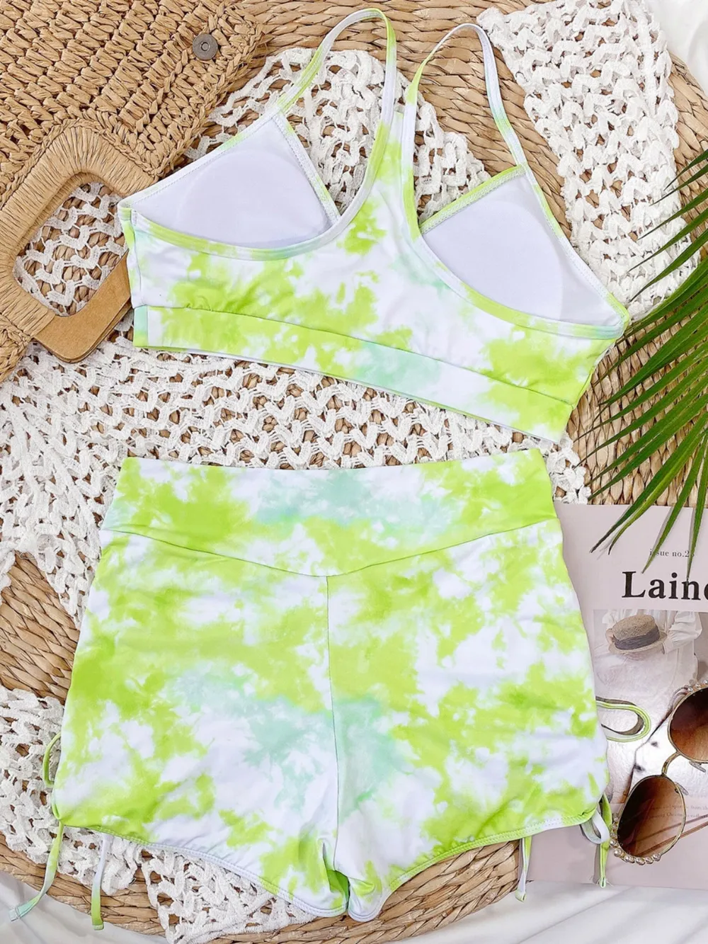 Tie-Dye Spaghetti Strap Top and Drawstring Shorts Swim Set, image 5