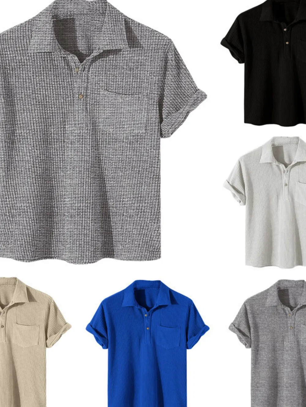 Men's Full Size Waffle-Knit Short Sleeve Polo Plus Size, image 2