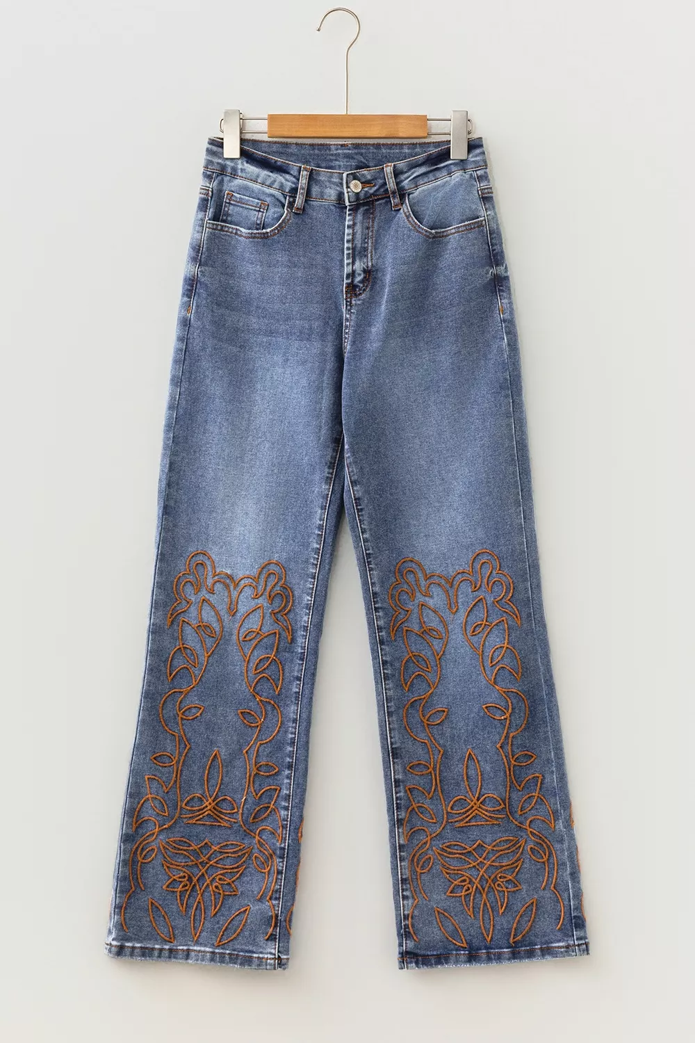 Embroidered Flare Leg Jeans, image 7
