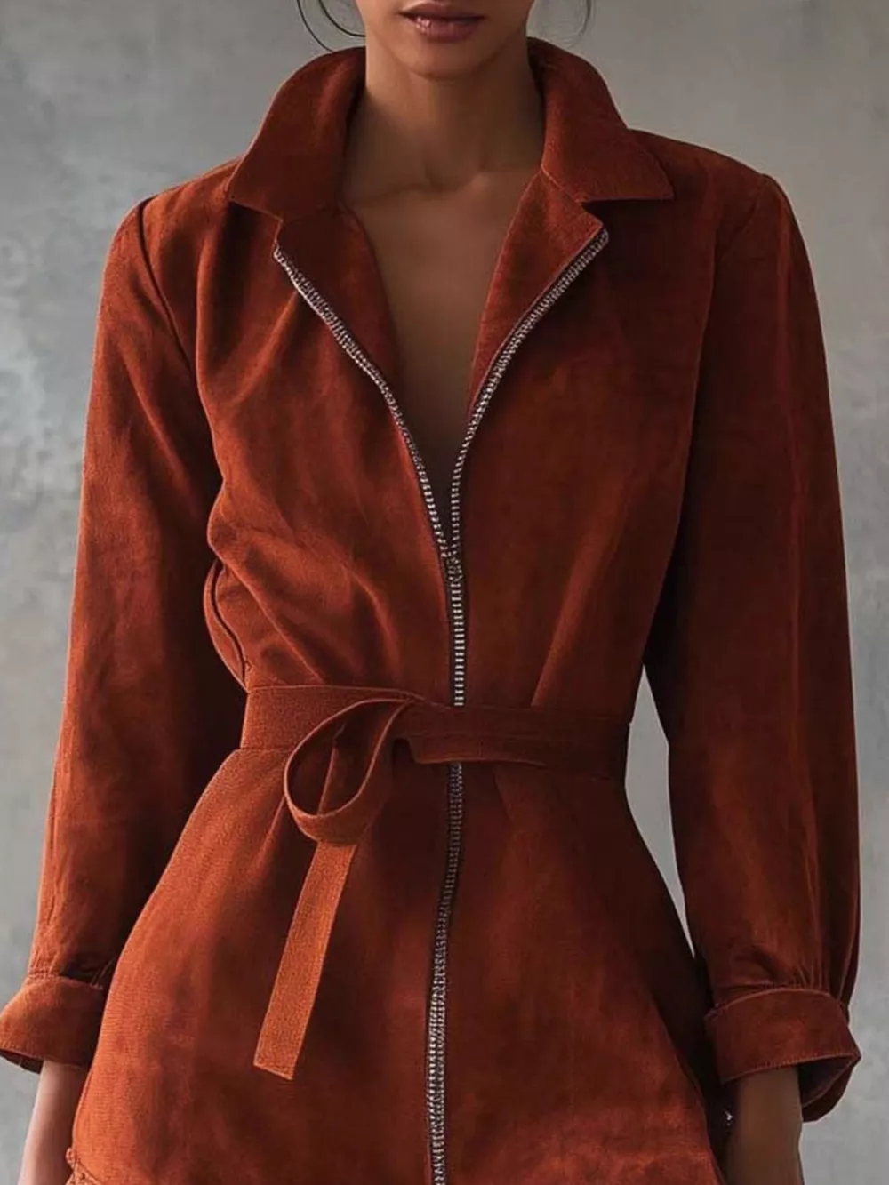 Lace-Trim Zip Front Dress, image 2