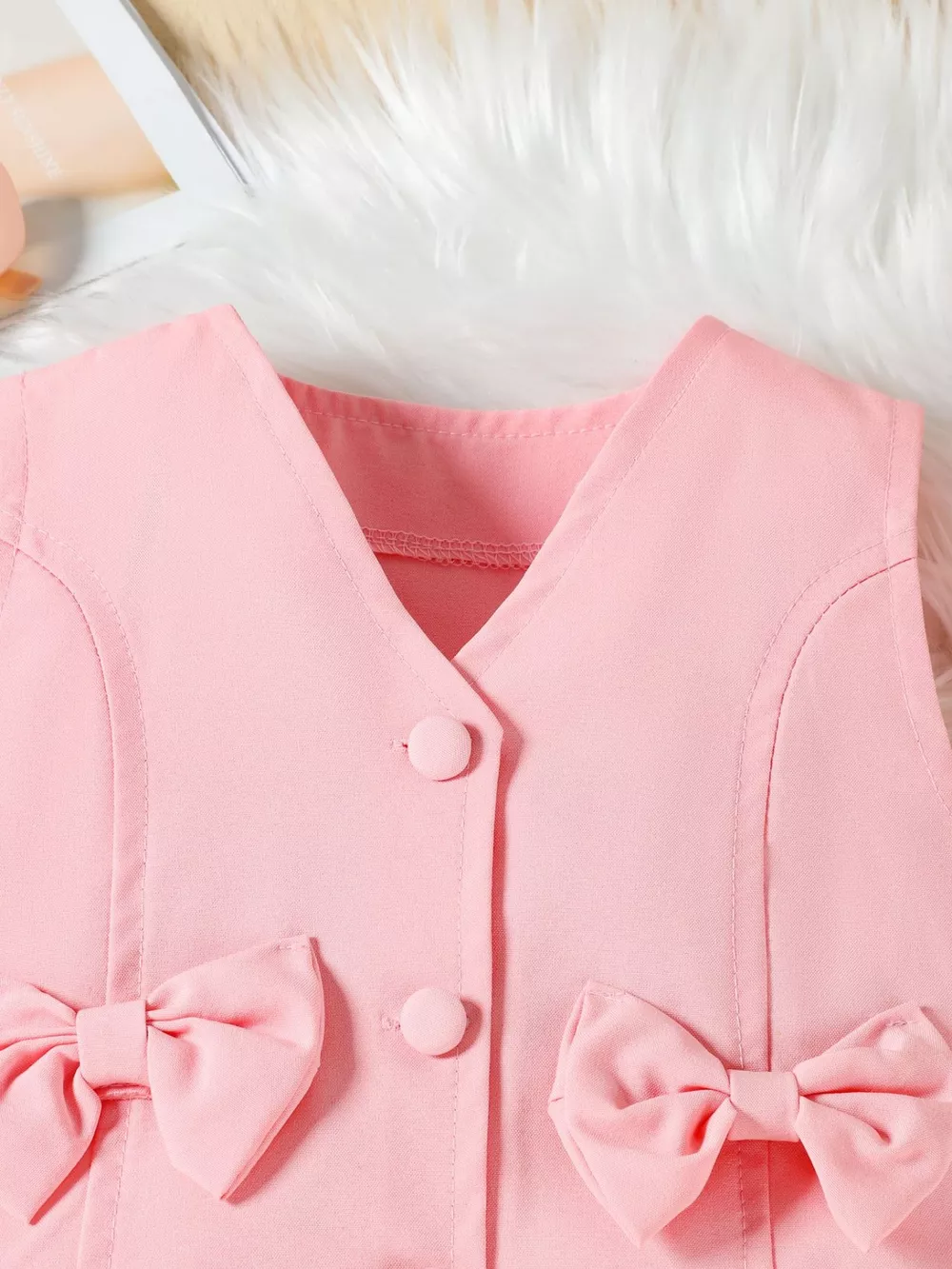Children's Bowknot Vest & Pleated Skirt Set, image 4