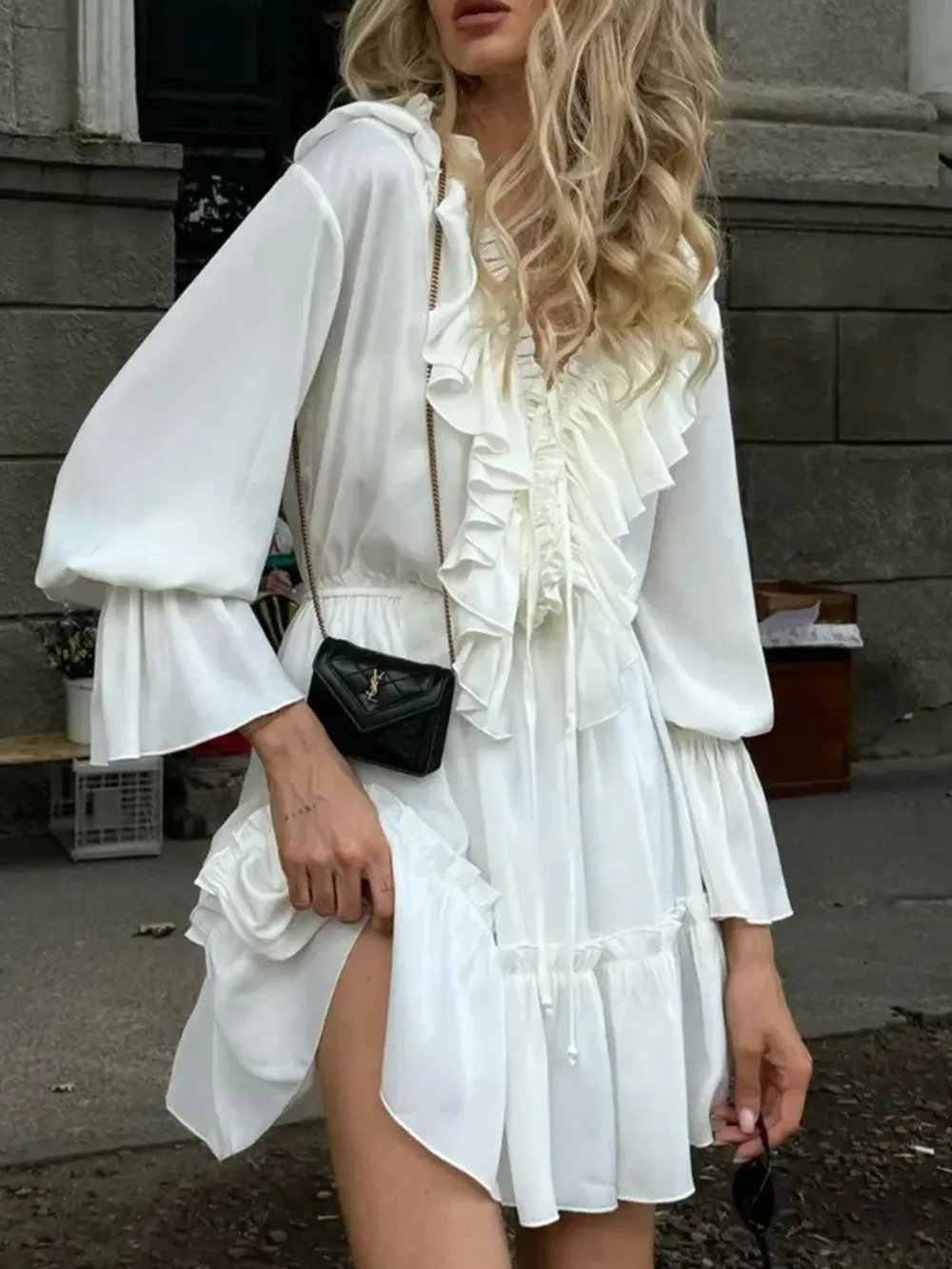 Ruffle Flounce Sleeve Mini Dress, image 9