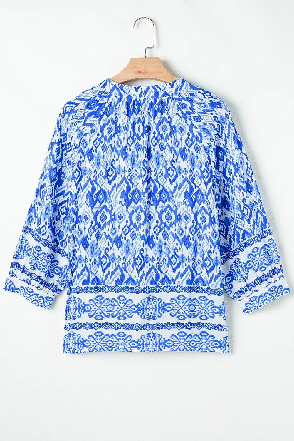 Printed Tie Neck Three-Quarter Sleeve Blouse, image 2