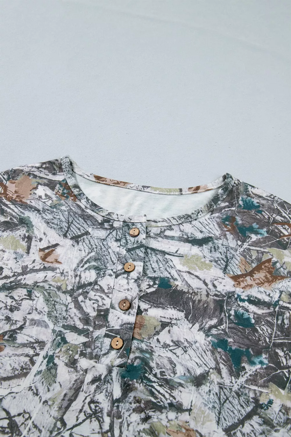 Abstract Woodland Print Tunic Henley T Shirt, image 7