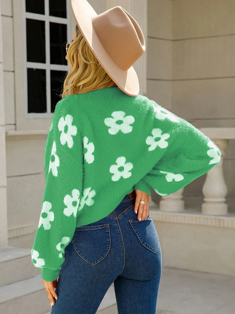 Flower Open Front Long Sleeve Cardigan, image 15