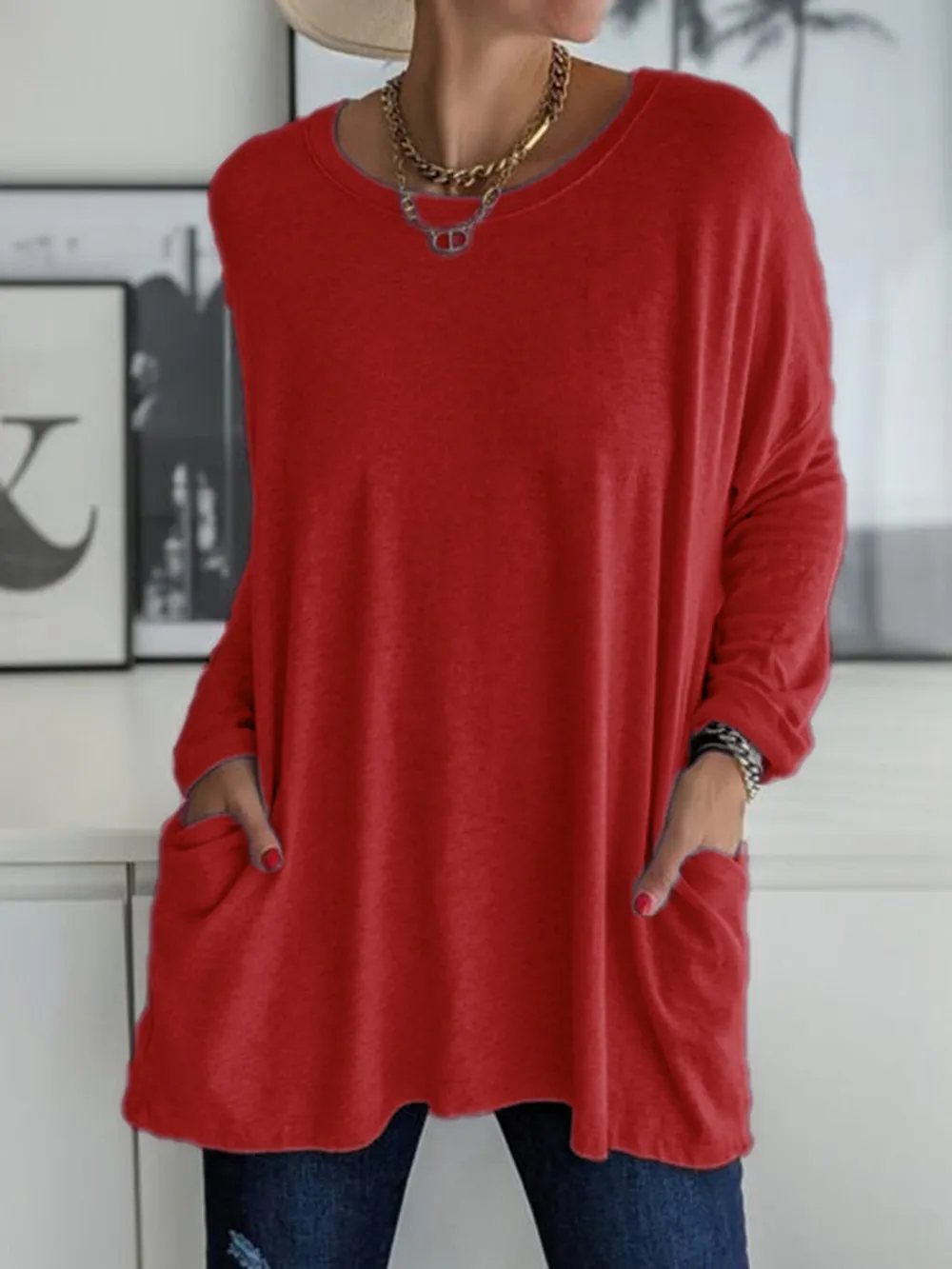 Full Size Round Neck Long Sleeve T-Shirt, image 15