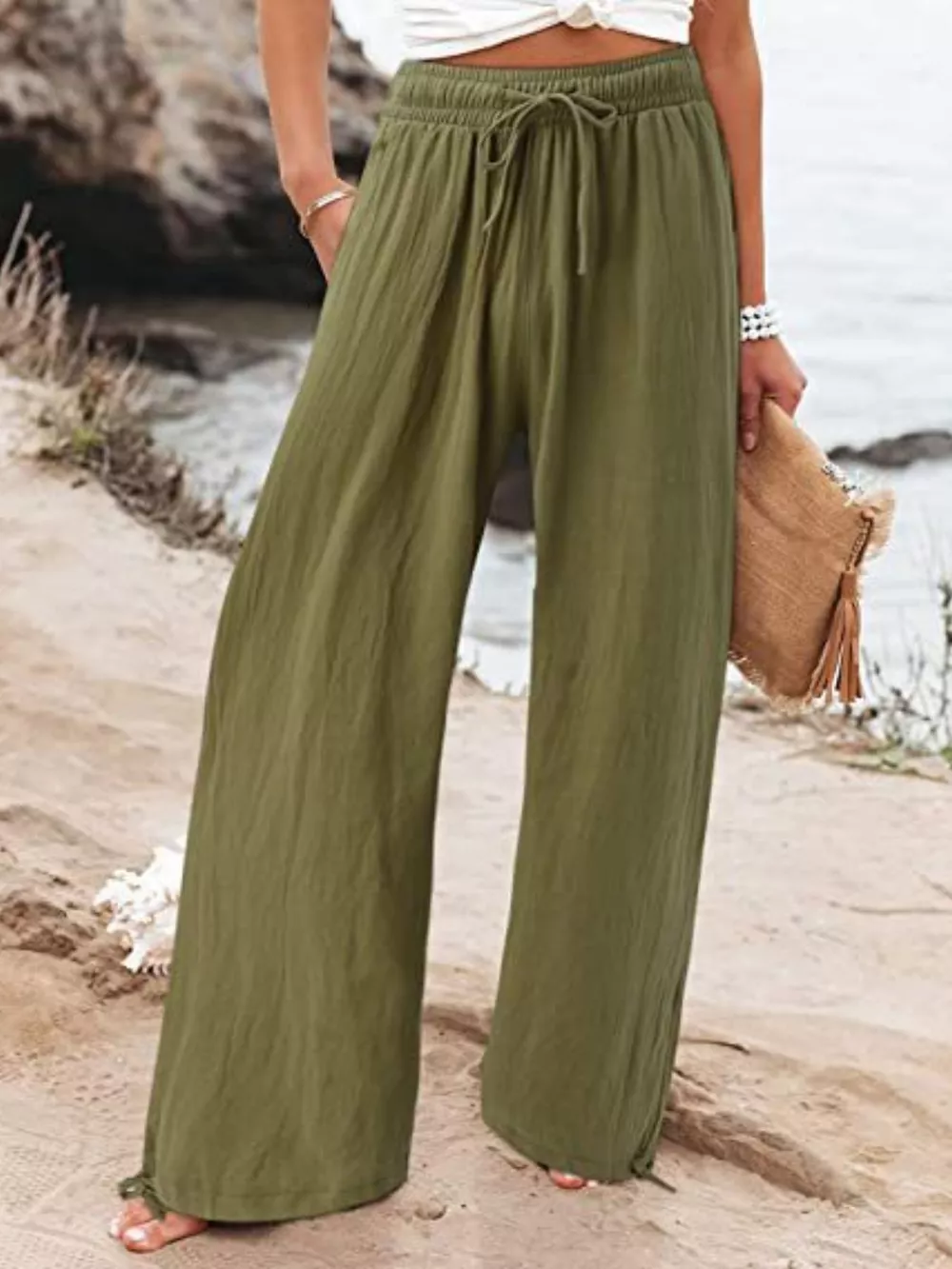 Full Size Wide Leg Pants with Drawstring Waist Plus Size, image 3