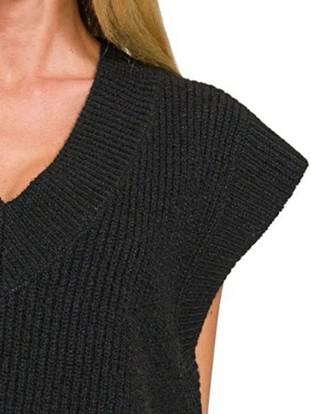 Oversized Sweater Vest with Side Slit, image 2