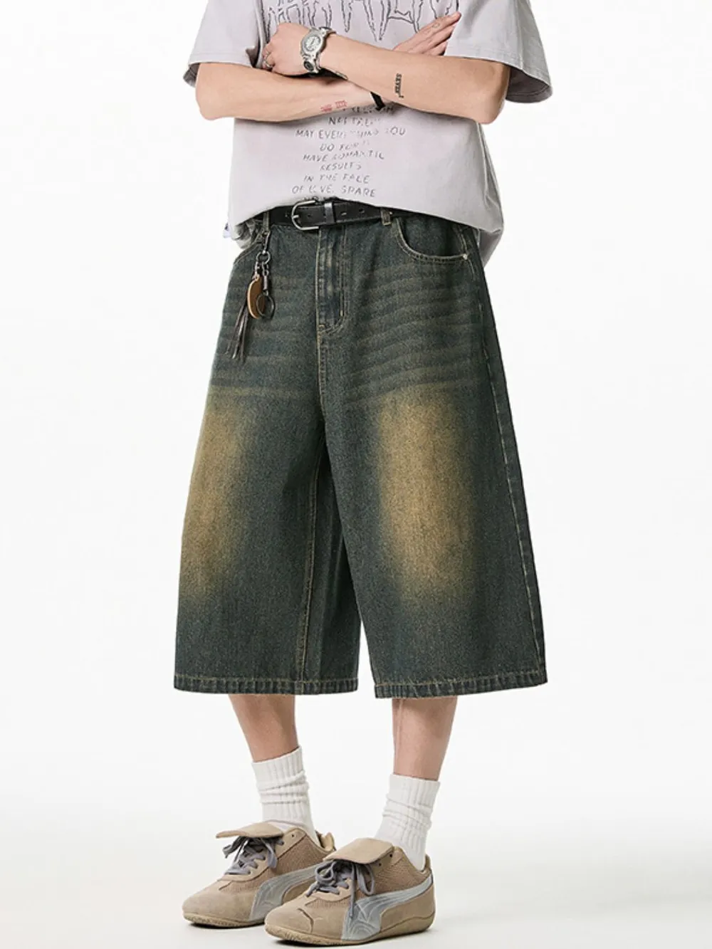 Men's Plus Size Pocketed Denim Shorts, image 2
