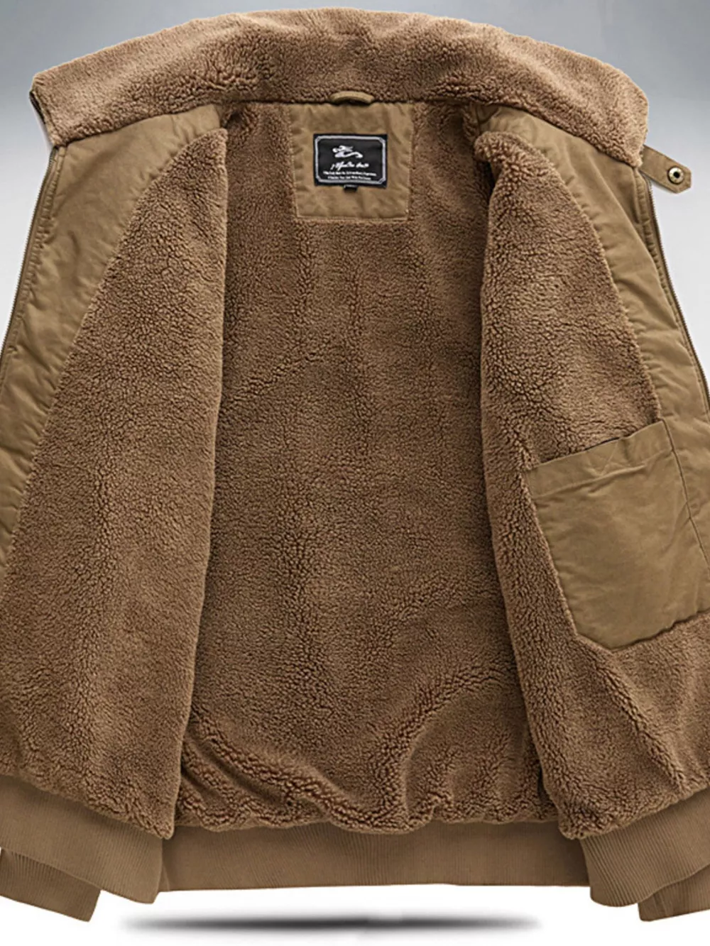 Men's Plus Size Sherpa Lined Zip Up Jacket, image 6
