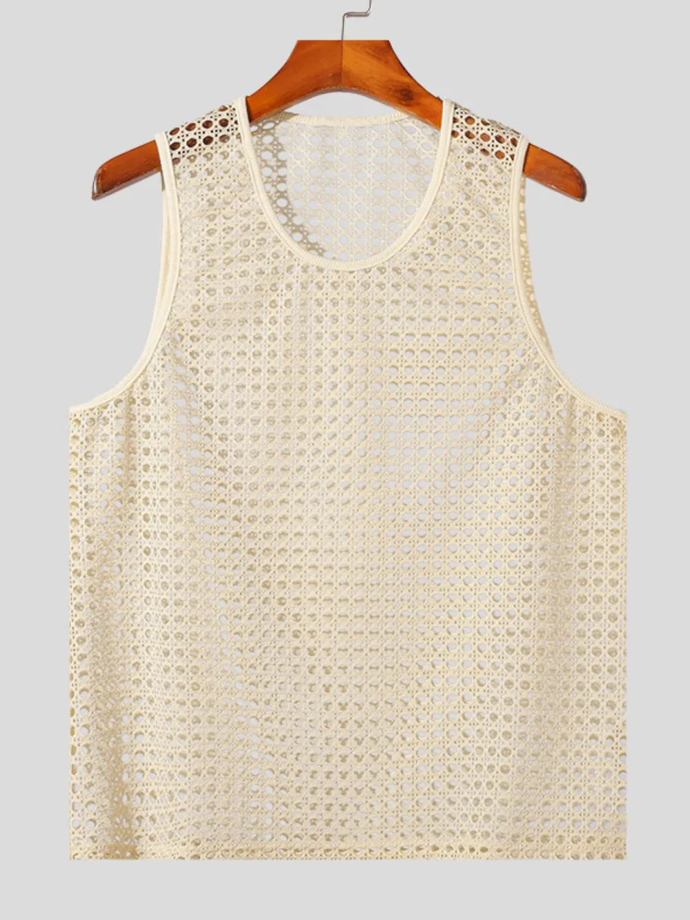Men's Openwork Round Neck Tank, image 2