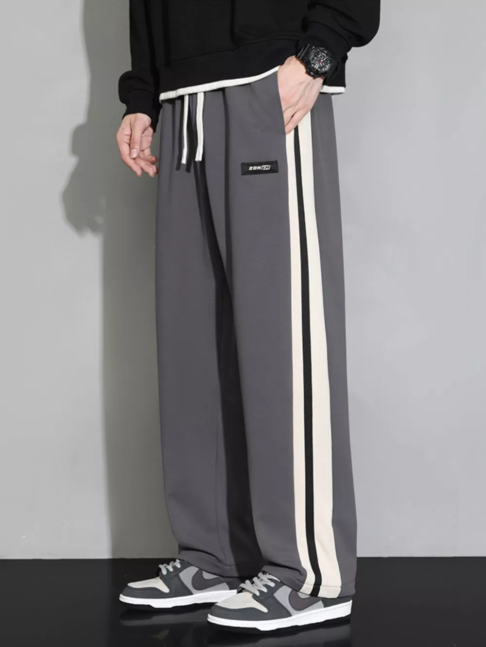 Men's Plus Size Side Striped Casual Loose Pants, image 2