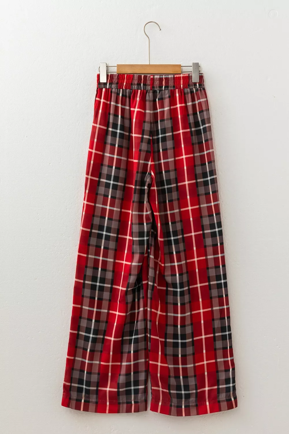 Plaid Elastic Waist Pocket Regular Full-Length Pants, image 7