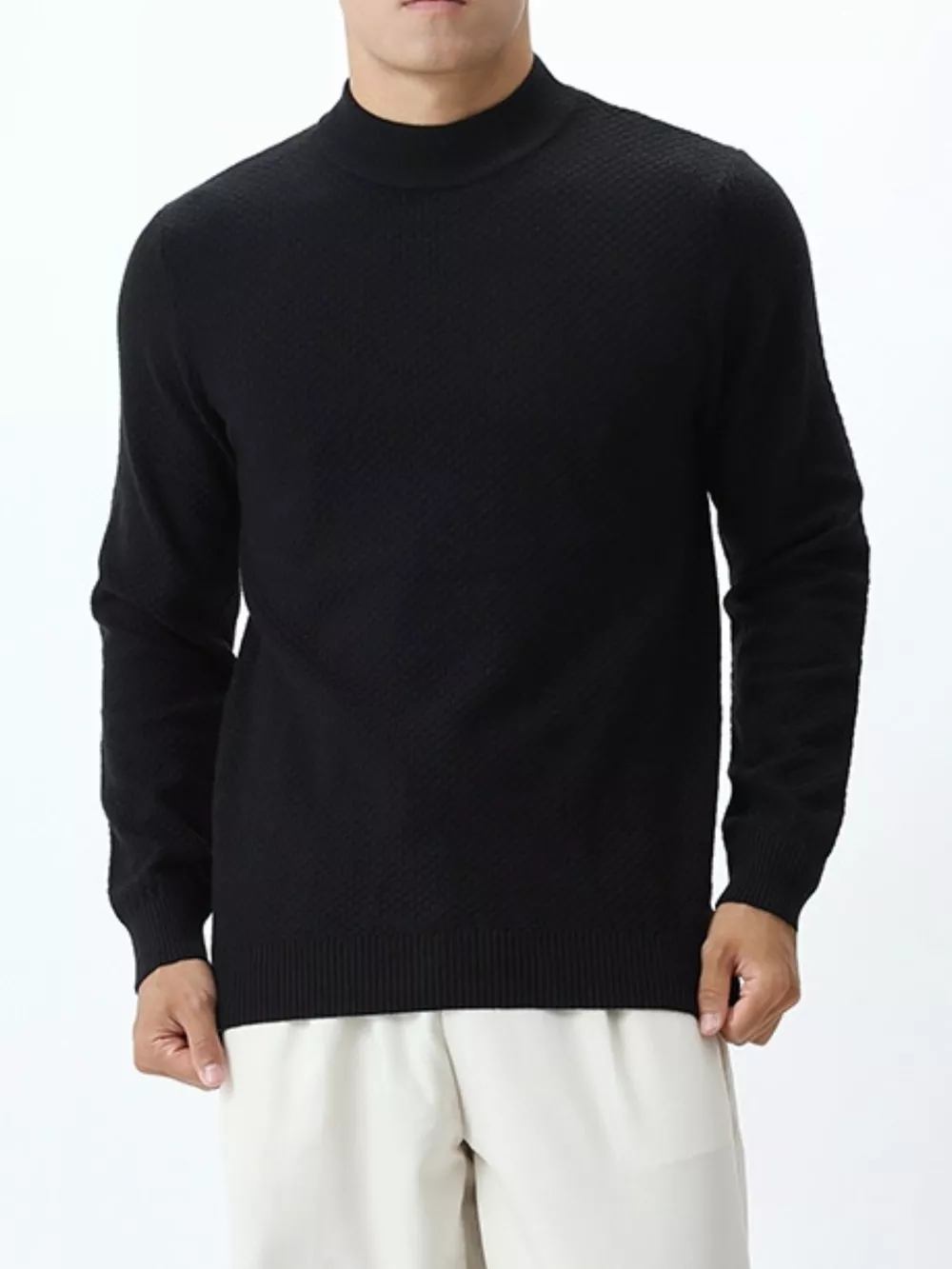 Men's Plus Size Textured Mock Neck Knit Top, image 11