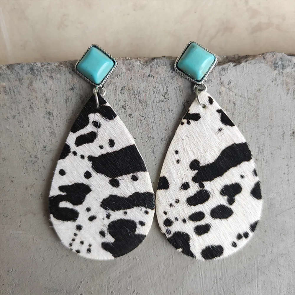 Artificial Turquoise Teardrop Earrings, image 4