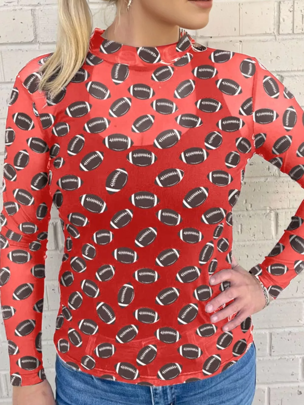 Game Day Mesh Sheer Long Sleeve Top, image 2