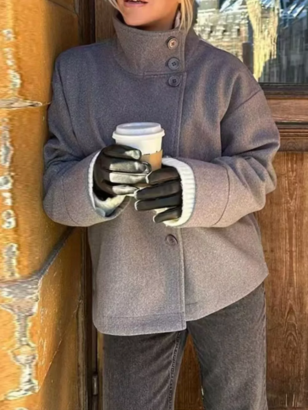 Wool Blend Long Sleeve Outerwear, image 8