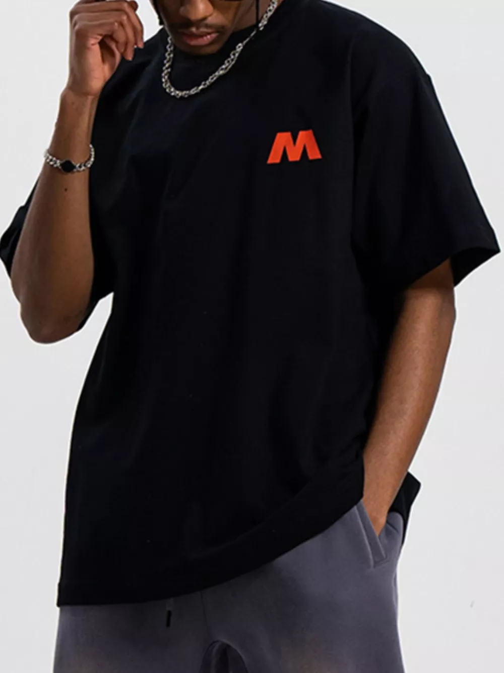 Men's Letter M Round Neck T-Shirt, image 4